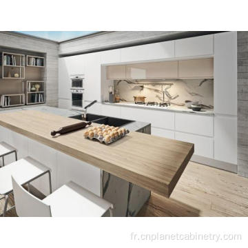 Armoire de cuisine contemporaine de luxe moderne en marbre haut brillant